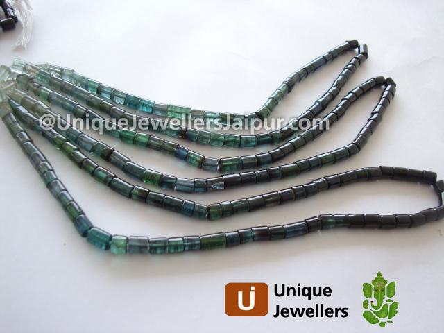 Shaded Blue Tourmaline Plain Tube Beads